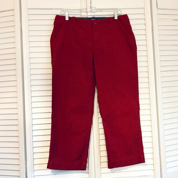 Eddie Bauer Vashon Fit Red Capri Crop Pants Cotton Size 10 - Picture 1 of 7